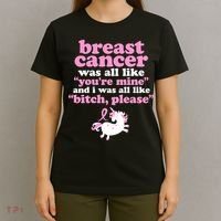 Funny Breast Cancer Survivor Bitch Please Unicorn T-Shirt thumb 4