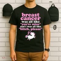 Funny Breast Cancer Survivor Bitch Please Unicorn T-Shirt thumb 6
