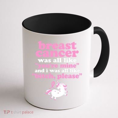 Funny Breast Cancer Survivor Bitch Please Unicorn Coffee Mug back
