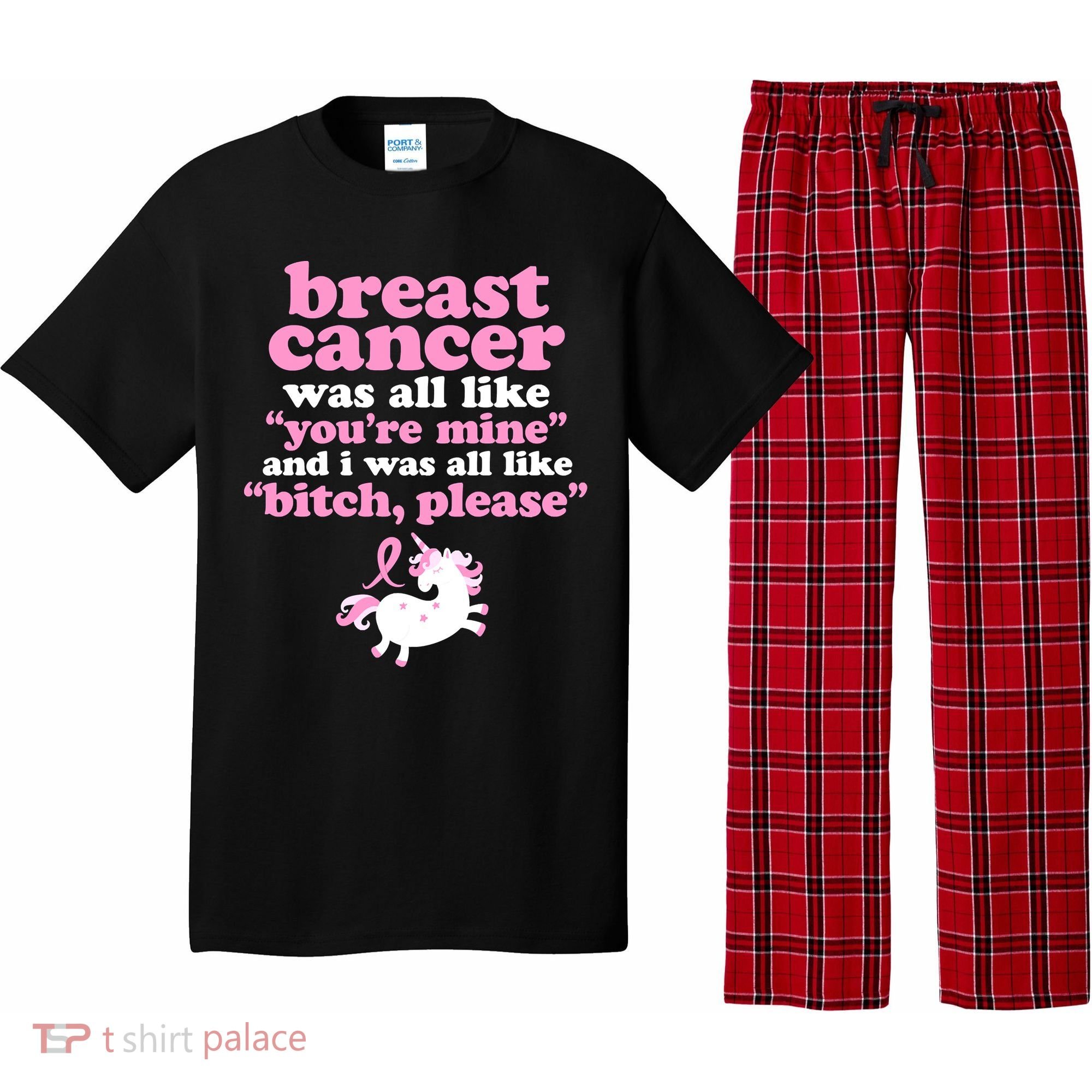 Funny Breast Cancer Survivor Bitch Please Unicorn Pajama Set