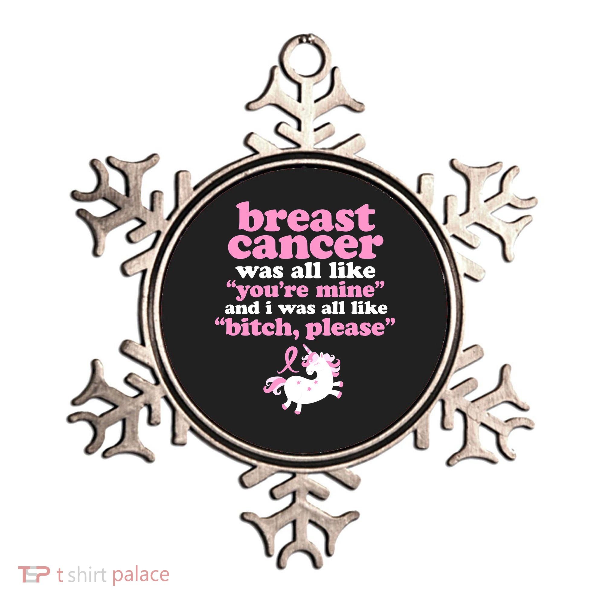 Funny Breast Cancer Survivor Bitch Please Unicorn Ornament