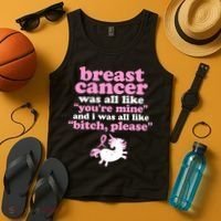 Funny Breast Cancer Survivor Bitch Please Unicorn Tank Top thumb 4