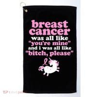 Funny Breast Cancer Survivor Bitch Please Unicorn Golf Towel thumb 0