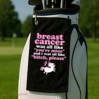 Funny Breast Cancer Survivor Bitch Please Unicorn Golf Towel thumb 2