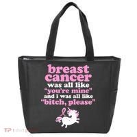 Funny Breast Cancer Survivor Bitch Please Unicorn Tote Bag thumb 0