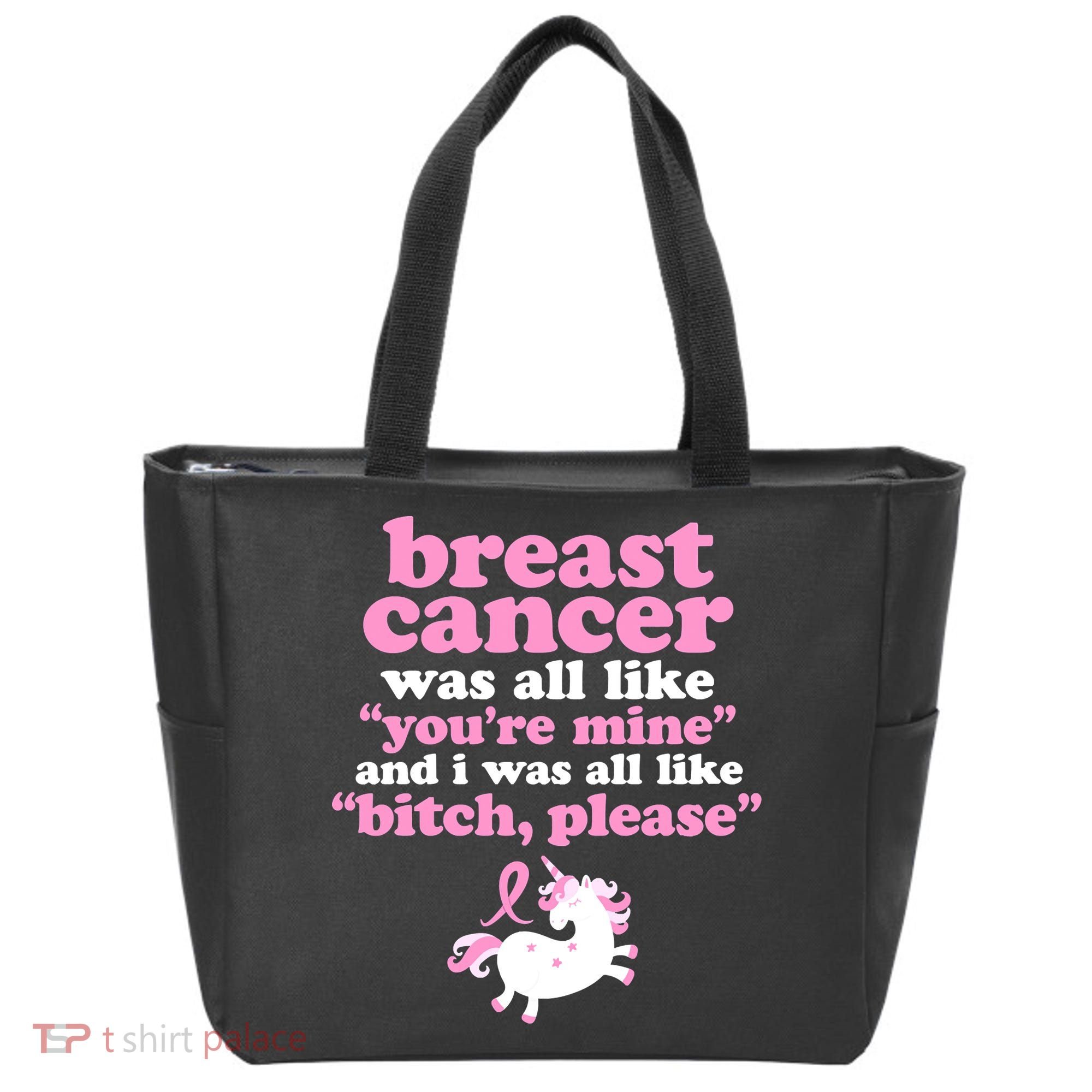 Funny Breast Cancer Survivor Bitch Please Unicorn Tote Bag