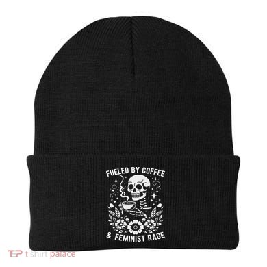 Fueled By Coffee And Feminist Rage Feminism Skeleton Beanie