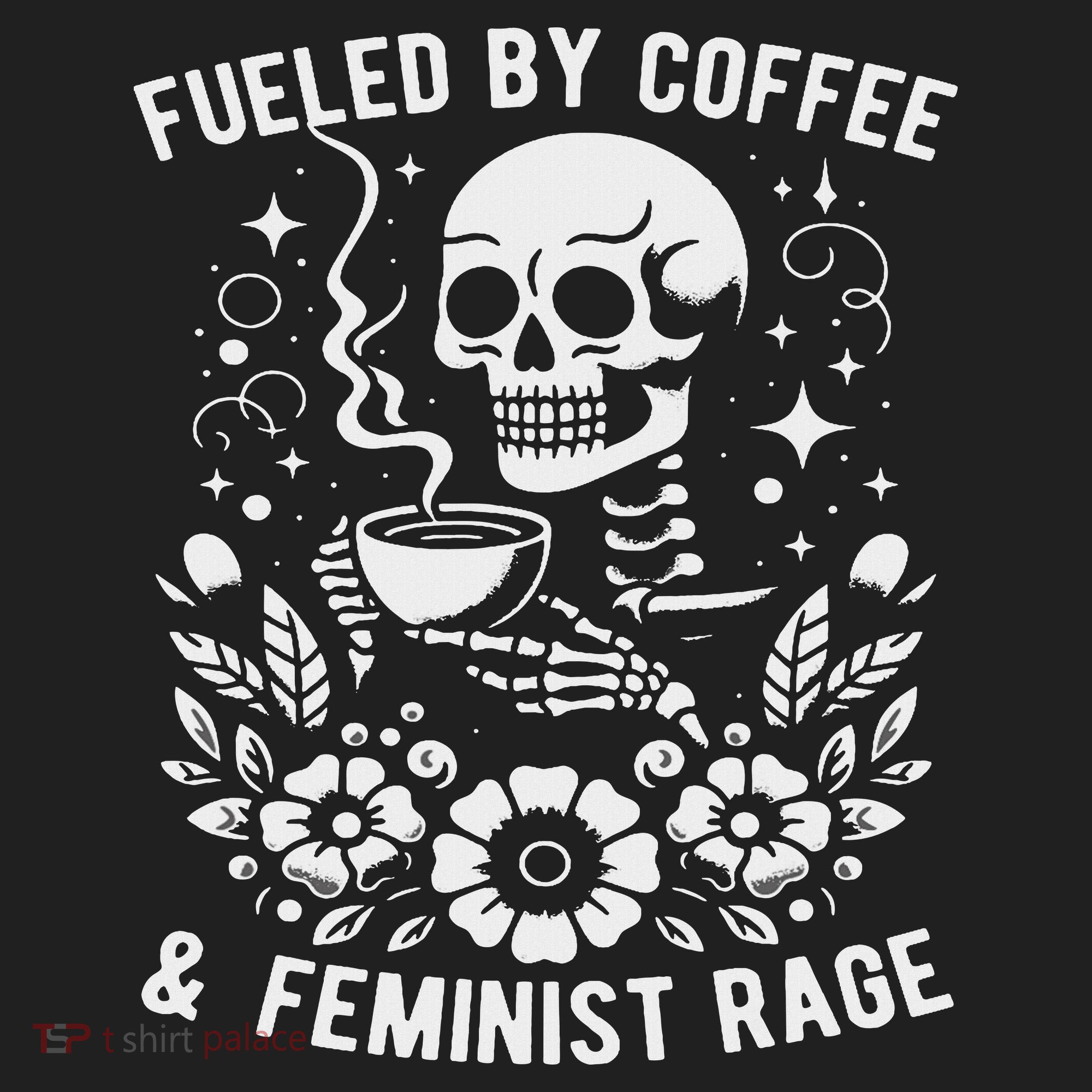 Fueled By Coffee And Feminist Rage Feminism Skeleton Beanie