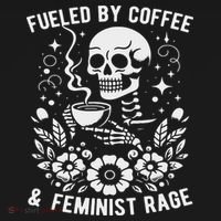 Fueled By Coffee And Feminist Rage Feminism Skeleton Tank Top thumb 6