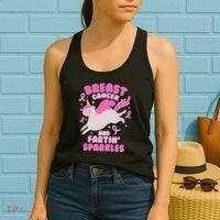 Funny Breast Cancer And Fartin' Sparkles Unicorn Women's Tank Top thumb 2