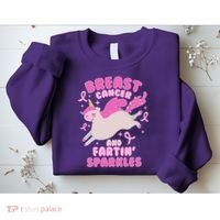 Funny Breast Cancer And Fartin' Sparkles Unicorn Sweatshirt thumb 2