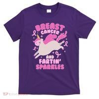 Funny Breast Cancer And Fartin' Sparkles Unicorn T-Shirt thumb 0
