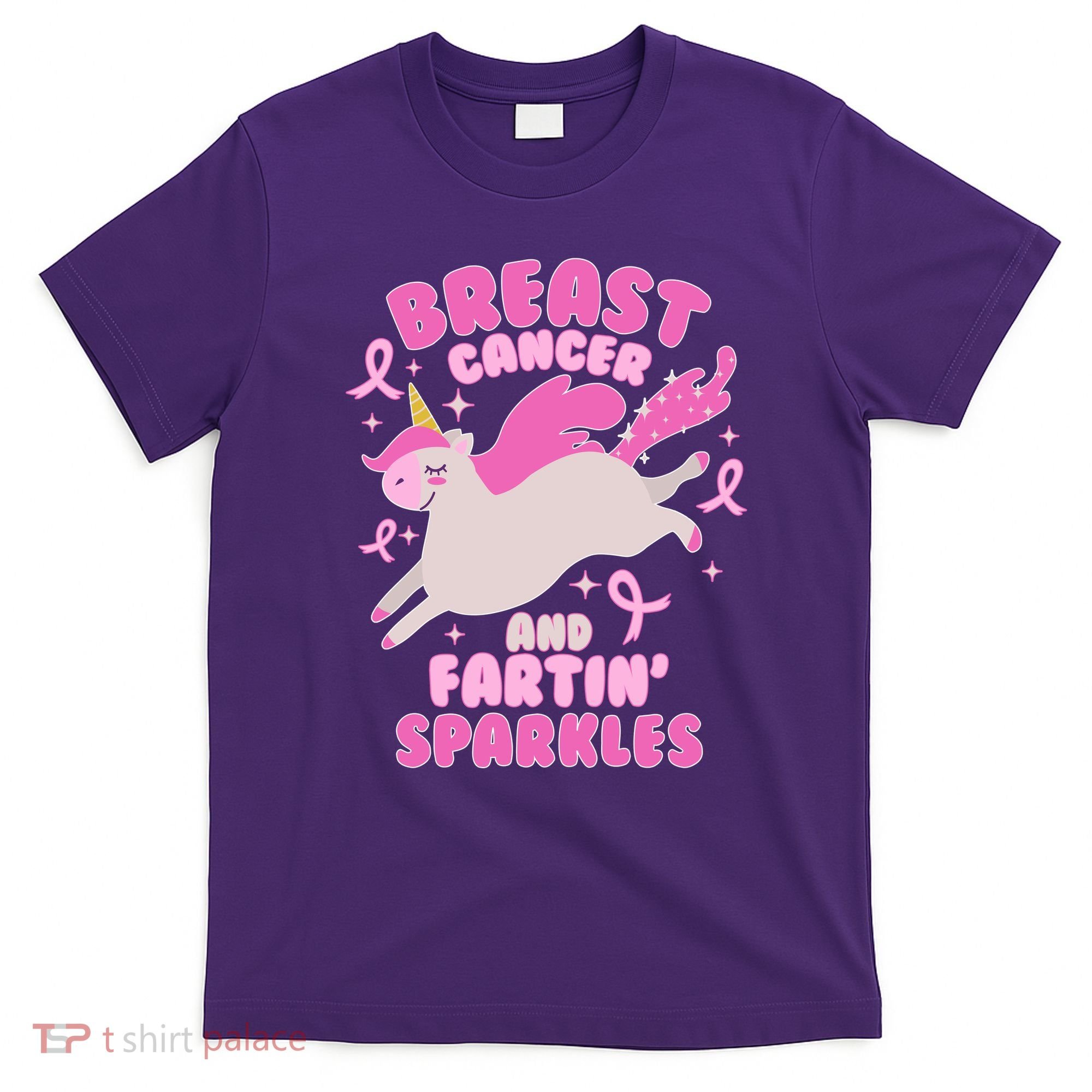 Funny Breast Cancer And Fartin' Sparkles Unicorn T-Shirt