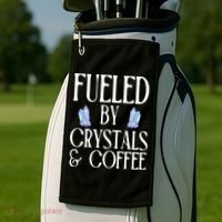 Fueled By Crystals & Coffee Golf Towel thumb 2