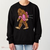 Funny Bigfoot Carry Flamingo Walking Sasquatch Believe Women's Sweatshirt thumb 0