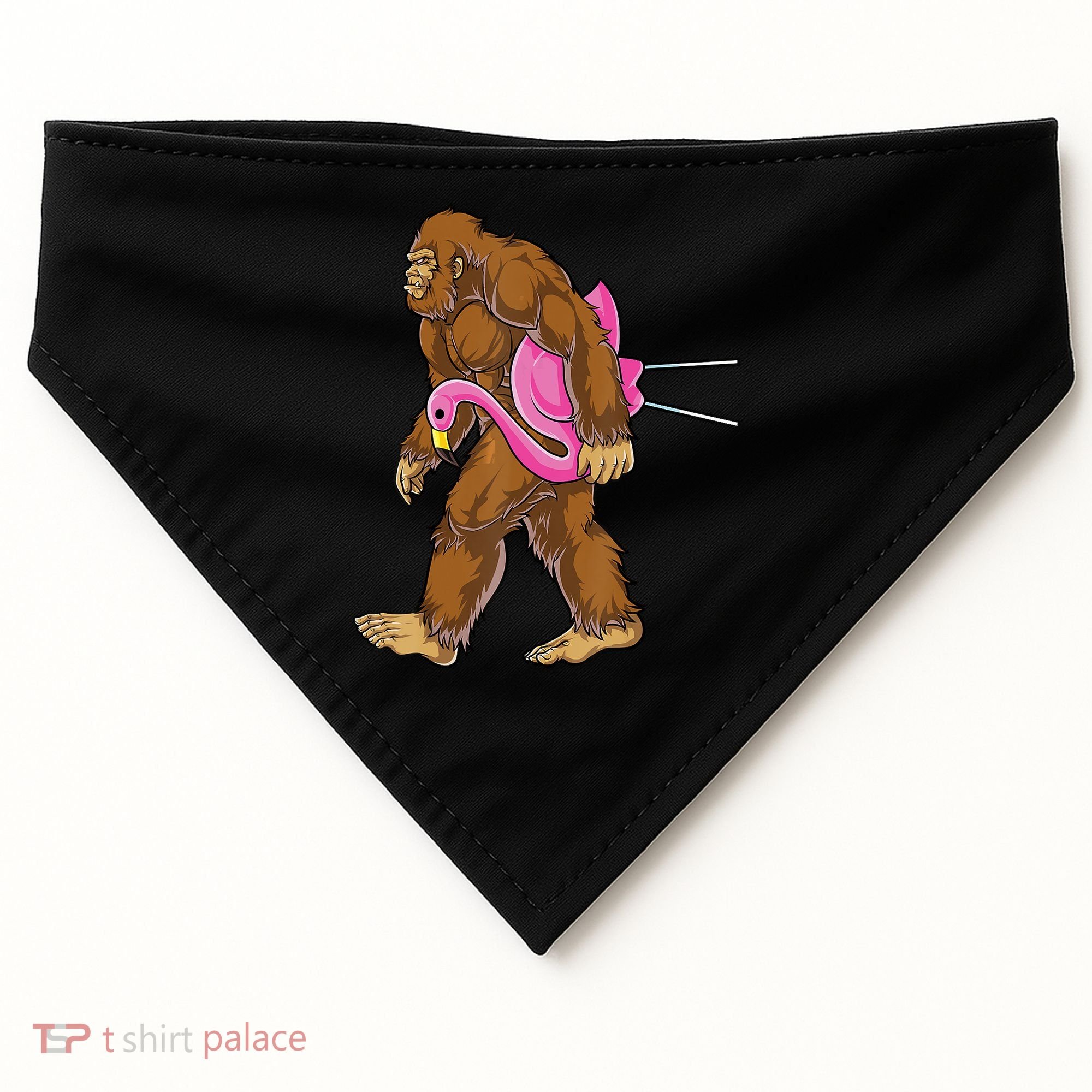 Funny Bigfoot Carry Flamingo Walking Sasquatch Believe USA-Made Doggie Bandana