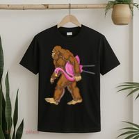 Funny Bigfoot Carry Flamingo Walking Sasquatch Believe T-Shirt thumb 2