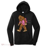 Funny Bigfoot Carry Flamingo Walking Sasquatch Believe Women's Hoodie thumb 0