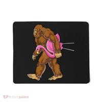 Funny Bigfoot Carry Flamingo Walking Sasquatch Believe Mousepad thumb 0