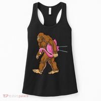 Funny Bigfoot Carry Flamingo Walking Sasquatch Believe Women's Tank Top thumb 0
