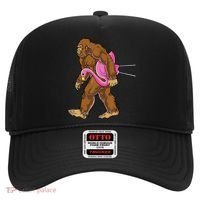 Funny Bigfoot Carry Flamingo Walking Sasquatch Believe Hat thumb 0
