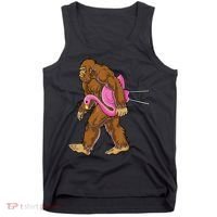 Funny Bigfoot Carry Flamingo Walking Sasquatch Believe Tank Top thumb 0