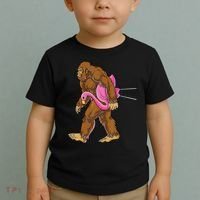 Funny Bigfoot Carry Flamingo Walking Sasquatch Believe Toddler T-Shirt thumb 2