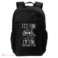 Funny Black Cat It's Fine I'm Fine Everything Is Fine Backpack thumb 0