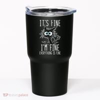 Funny Black Cat It's Fine I'm Fine Everything Is Fine Tumbler thumb 0
