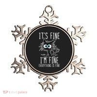 Funny Black Cat It's Fine I'm Fine Everything Is Fine Ornament thumb 0