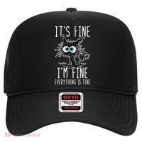 Funny Black Cat It's Fine I'm Fine Everything Is Fine Hat thumb 0