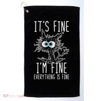 Funny Black Cat It's Fine I'm Fine Everything Is Fine Golf Towel thumb 0
