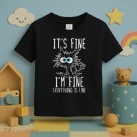 Funny Black Cat It's Fine I'm Fine Everything Is Fine Toddler T-Shirt thumb 3