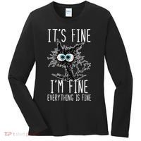 Funny Black Cat It's Fine I'm Fine Everything Is Fine Women's Long Sleeve Shirt thumb 0