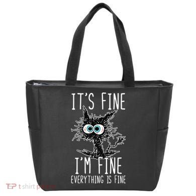 Funny Black Cat It's Fine I'm Fine Everything Is Fine Tote Bag