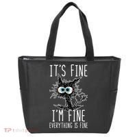 Funny Black Cat It's Fine I'm Fine Everything Is Fine Tote Bag thumb 0