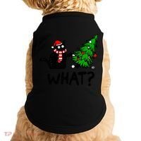 Funny Black Cat Gift Pushing Christmas Tree Over Cat What? Gift Doggie Tank thumb 0