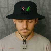 Funny Black Cat Gift Pushing Christmas Tree Over Cat What? Gift Bucket Hat thumb 2