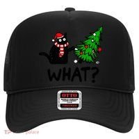 Funny Black Cat Gift Pushing Christmas Tree Over Cat What? Gift Hat thumb 0