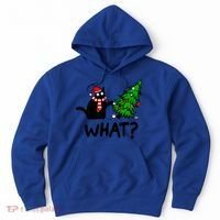 Funny Black Cat Gift Pushing Christmas Tree Over Cat What? Gift Hoodie thumb 0