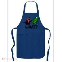Funny Black Cat Gift Pushing Christmas Tree Over Cat What? Gift Apron thumb 0