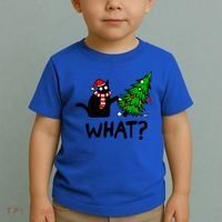 Funny Black Cat Gift Pushing Christmas Tree Over Cat What? Gift Toddler T-Shirt thumb 2