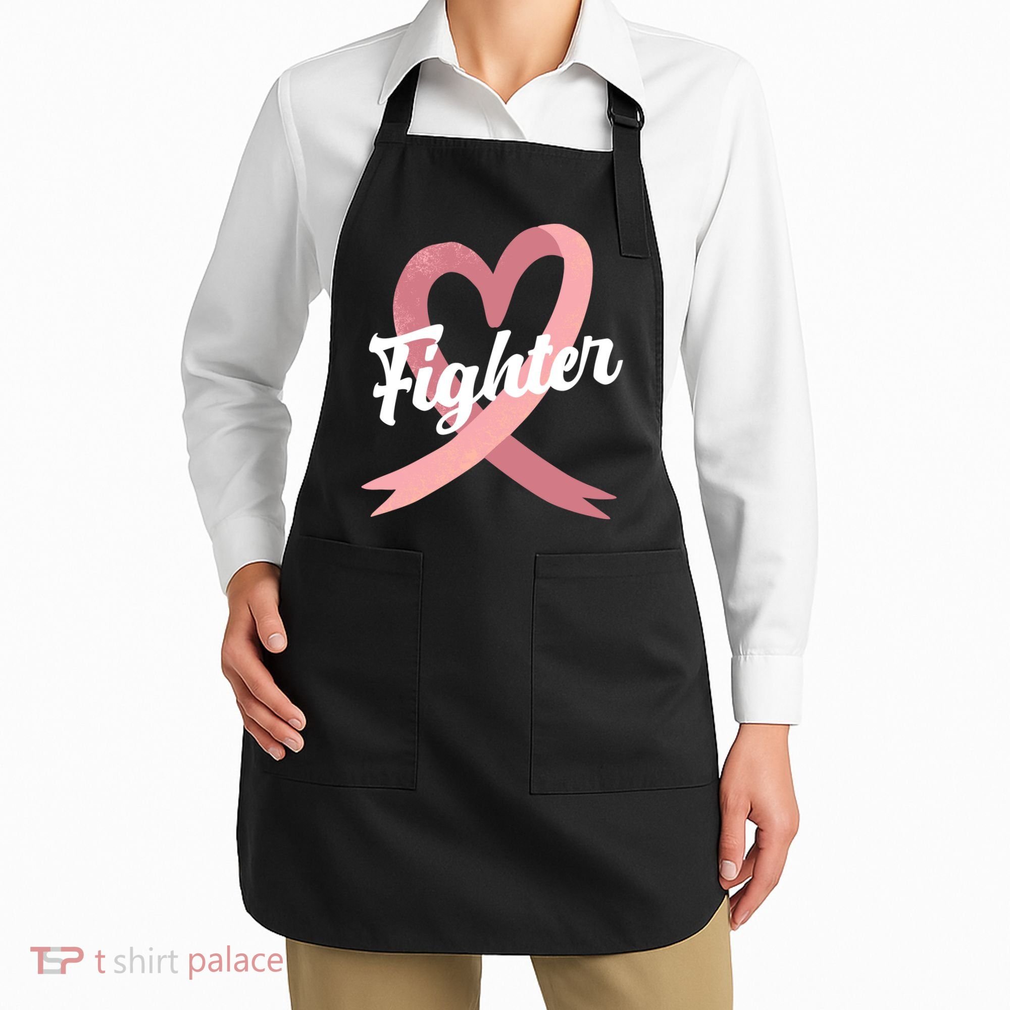 Fighter Breast Cancer Awareness Heart Apron
