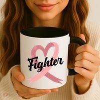 Fighter Breast Cancer Awareness Heart Coffee Mug thumb 3