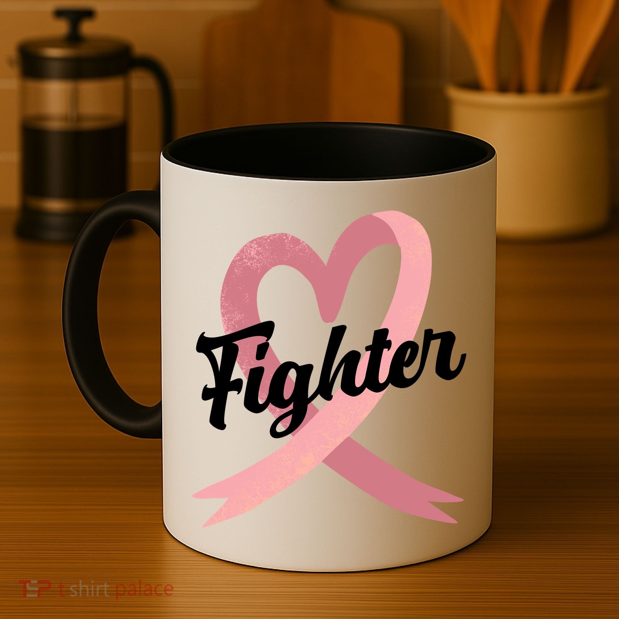 Fighter Breast Cancer Awareness Heart Coffee Mug