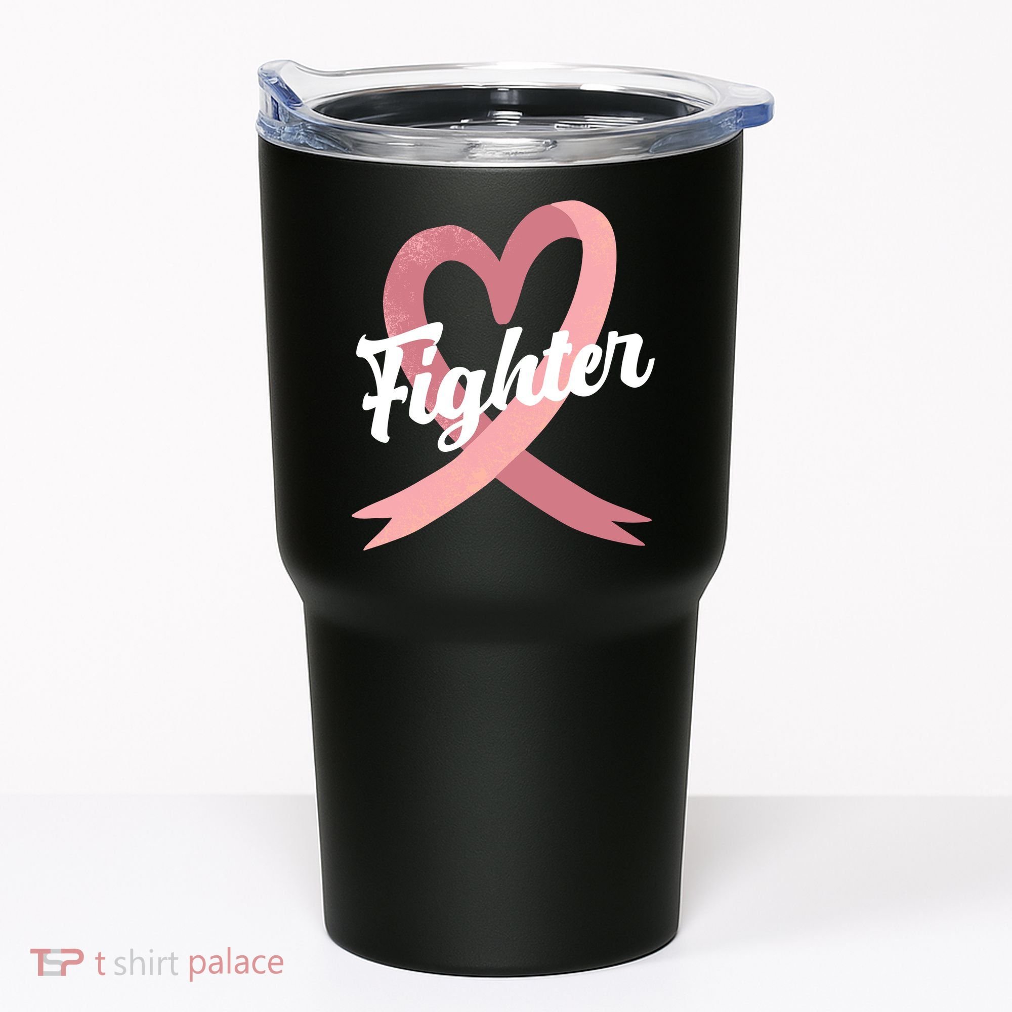 Fighter Breast Cancer Awareness Heart Tumbler