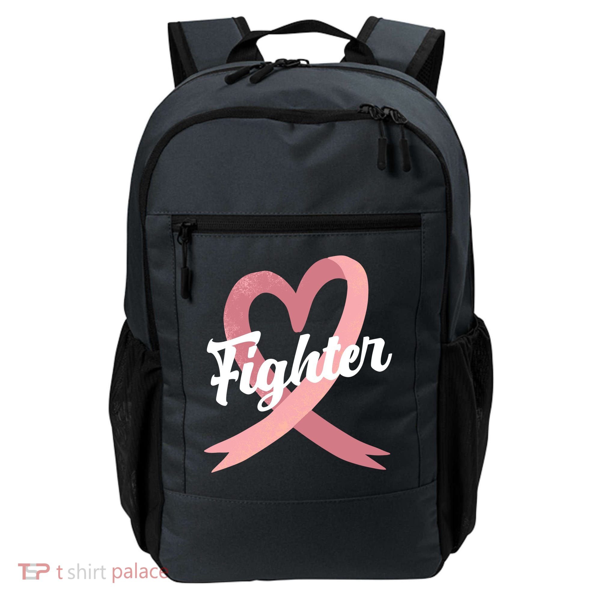 Fighter Breast Cancer Awareness Heart Backpack