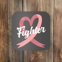 Fighter Breast Cancer Awareness Heart Coaster thumb 0