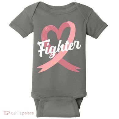 Fighter Breast Cancer Awareness Heart Baby Bodysuit