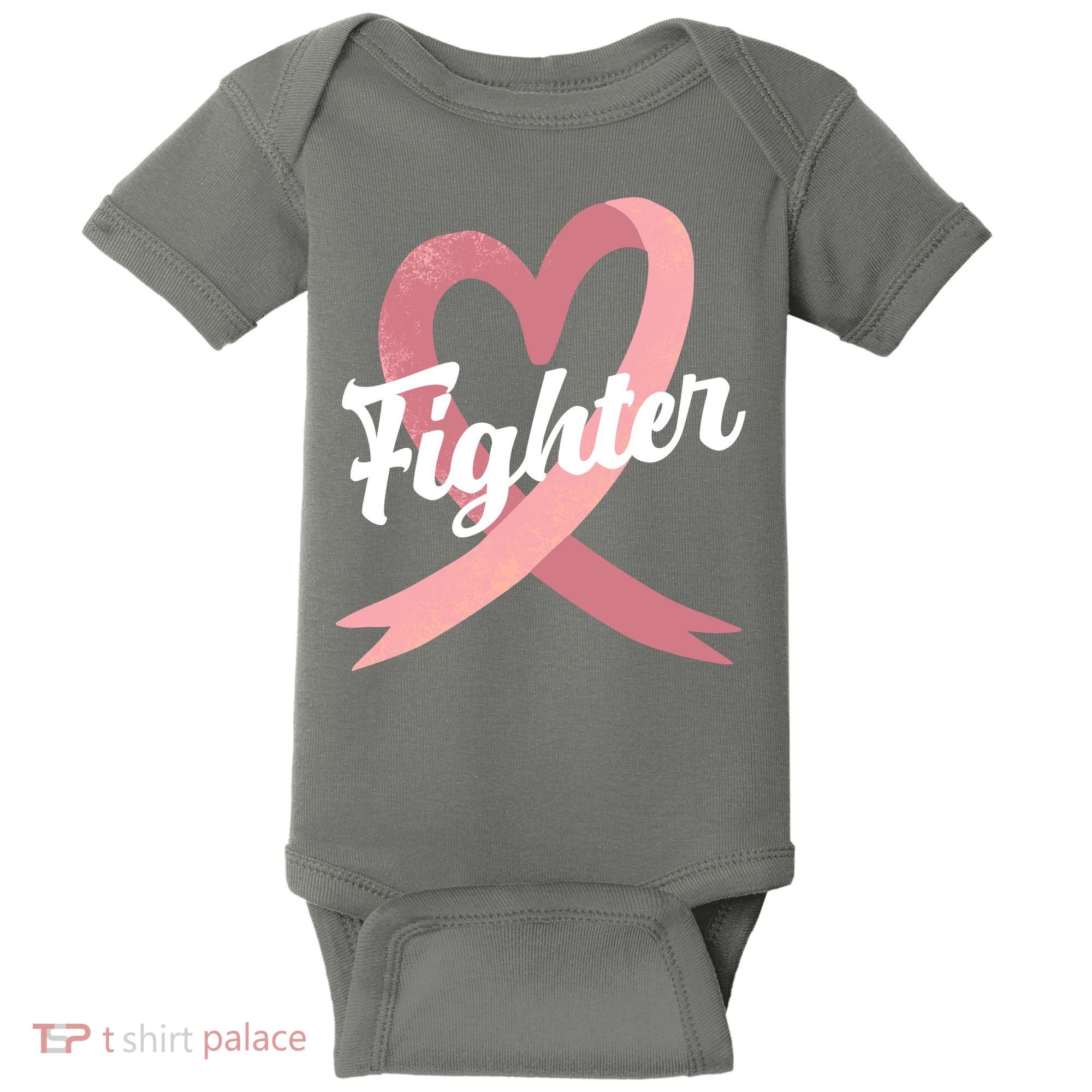 Fighter Breast Cancer Awareness Heart Baby Bodysuit